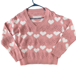 Pink Sweater Heart Detail Size Large